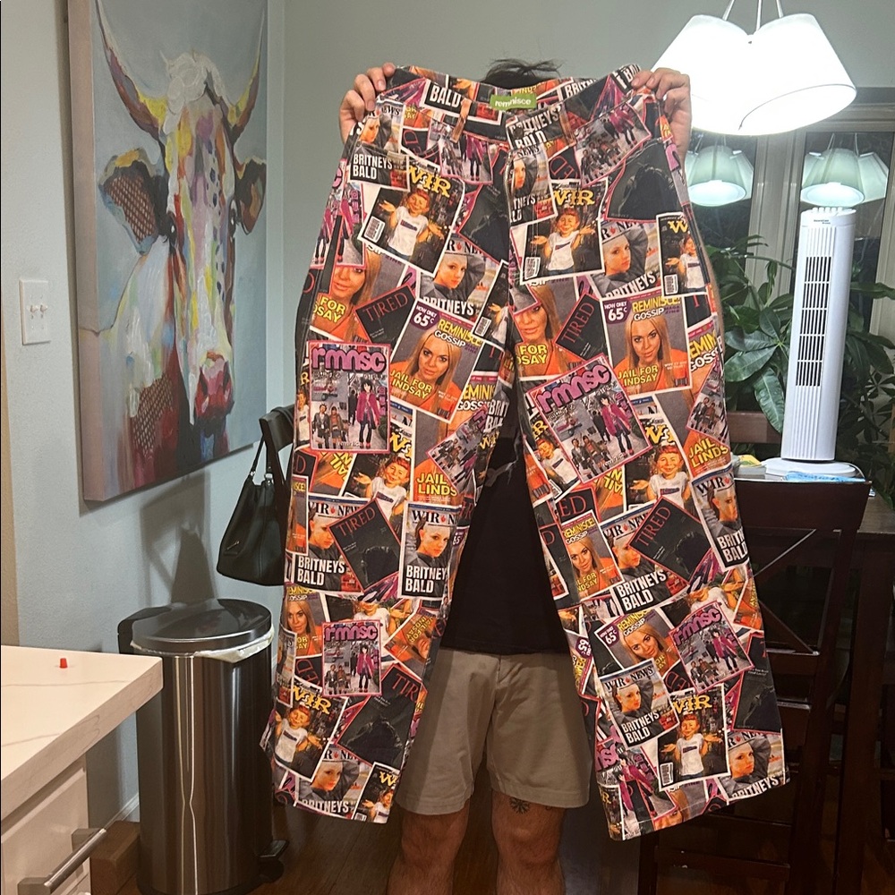 Vibrant Graphic Print Cargo Pants